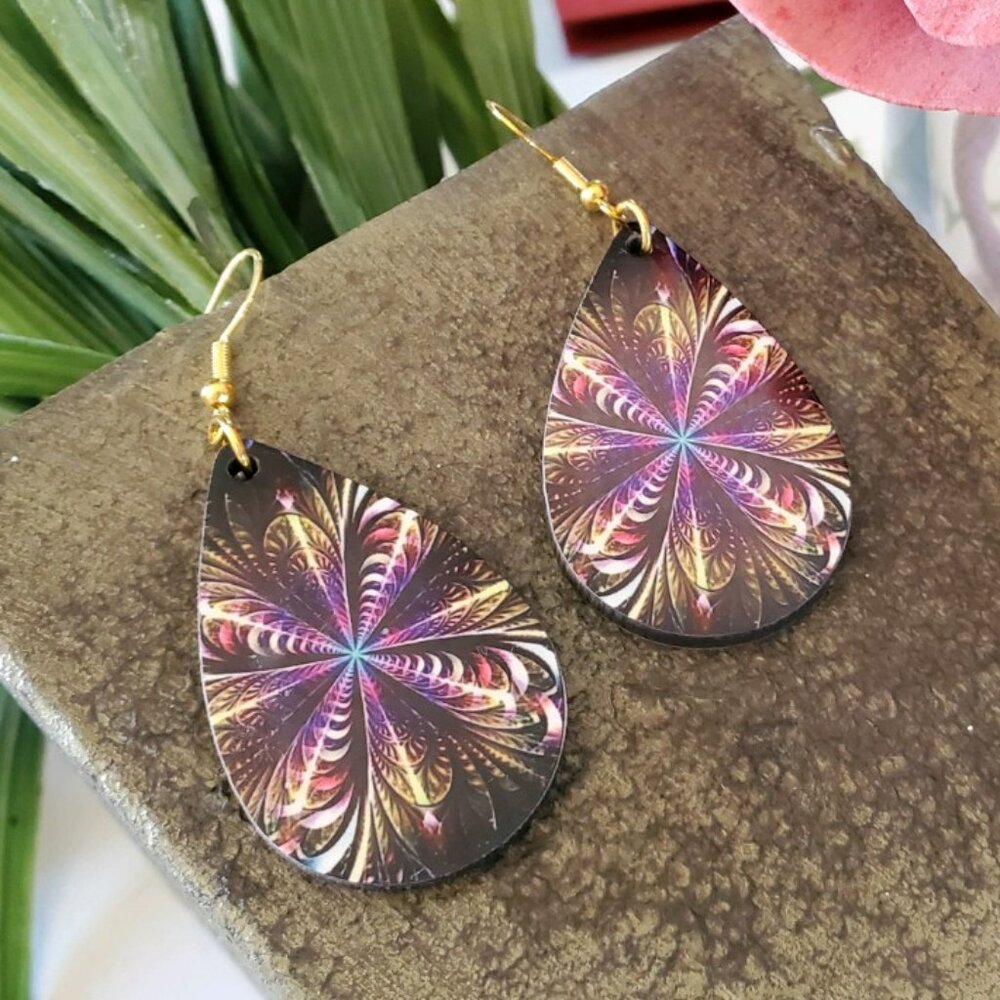 Abstract Multicolor Teardrop Earrings
